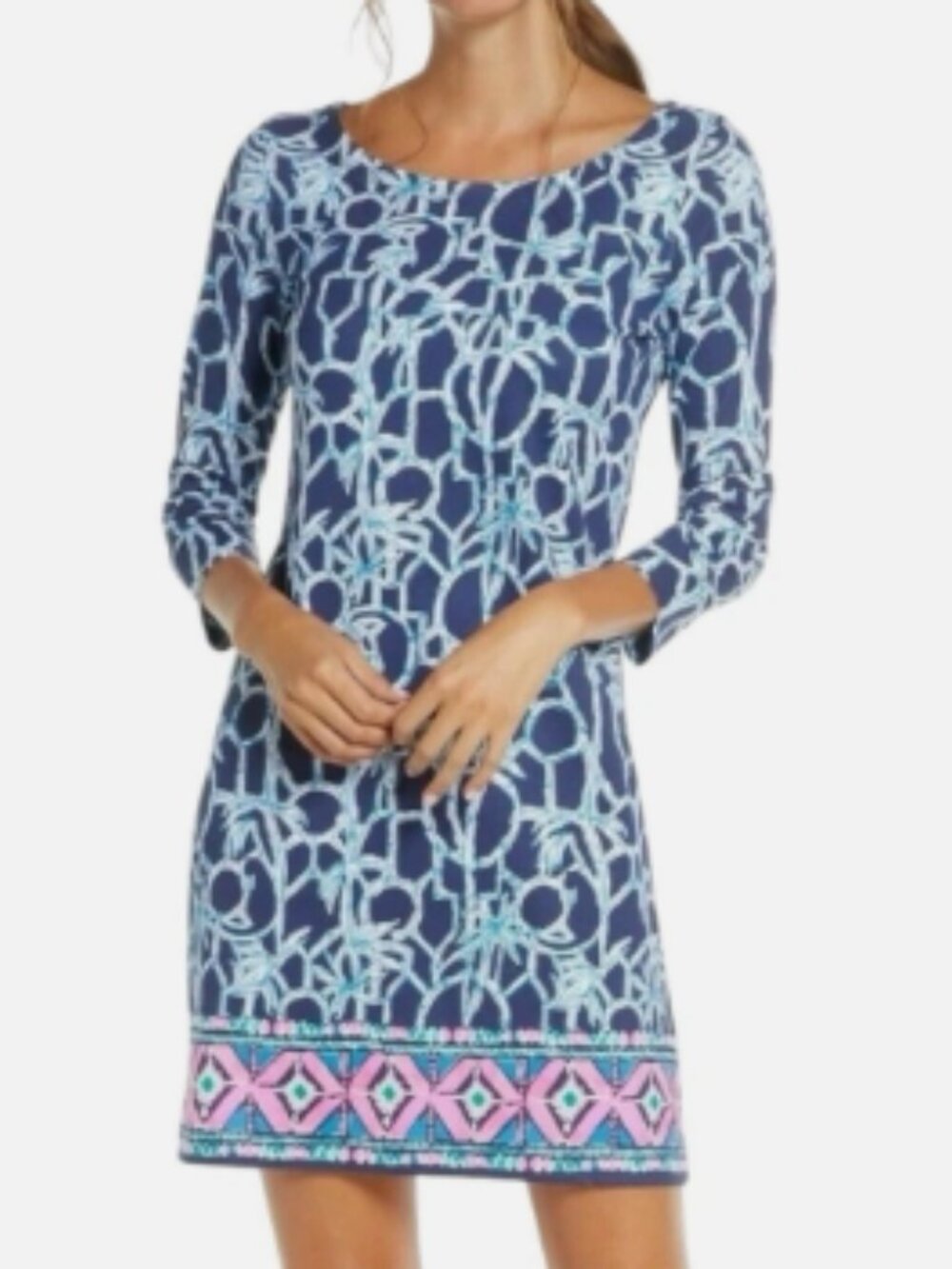 Lilly Pulitzer Size XS Pima Cotton Hollee Dress High‎ Tide Navy Lucky Bamboo